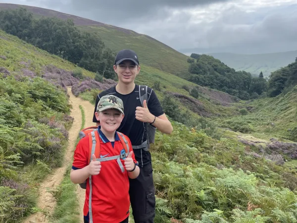 Joel and his big brother Ethan, out walking.