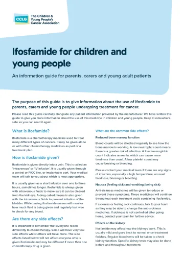 Front cover for drug factsheet - ifosfamide