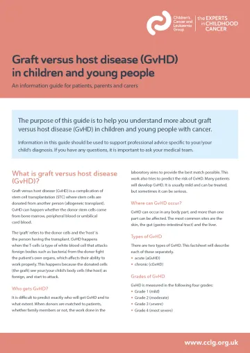 Front cover for leaflet - GvHD