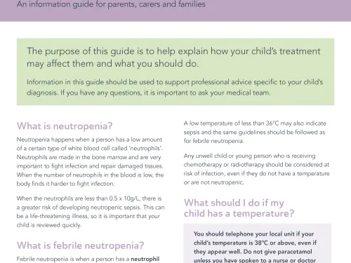 Front cover for factsheet - febrile neuotropenia
