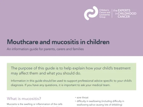 Front cover for factsheet - Mouthcare and mucositis