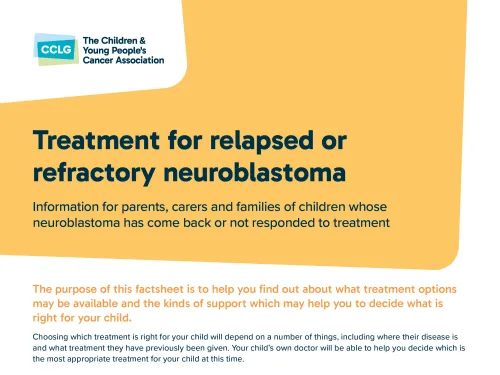 Front cover for leaflet - Treatment for relapsed or refractory neuroblastoma