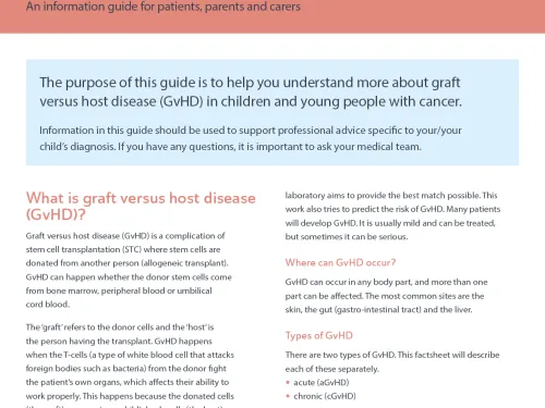 Front cover for leaflet - GvHD