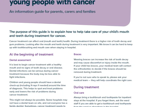 Front cover for factsheet 'Oral health'